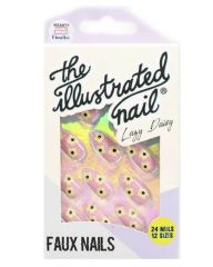 The Illustrated Nail Pink Lazy Daisy Faux Nails