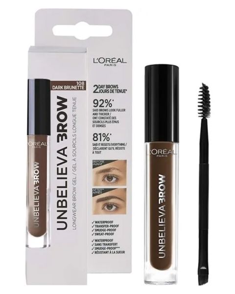 L'oréal Unbelieva Brow Longwear Brow Gel - 108 Dark Brunette