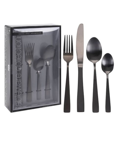 Excellent Houseware Black Cutlery 16 Pcs