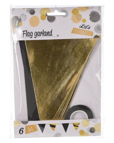 Excellent Houseware Flag Garland Gold Black